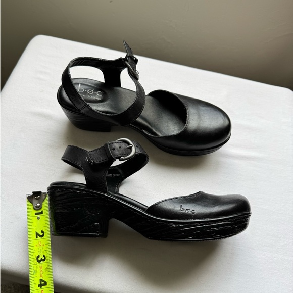 B.O.C Black Leather Mary Jane Slingback Clogs Size 7 - Picture 6 of 8